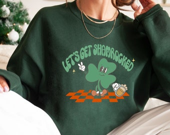 レッツ・ゲット・シャムロック・スウェットシャツ、セントパトリックスデーのラッキークローバー・アイリッシュクルーネック