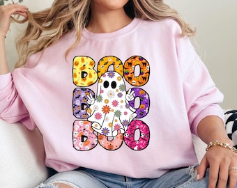 Bluza Boo Halloween, Bluza Ghost Floral Halloween, Bluza Spooky Season, Bluza Cute Ghost, Bluza Boo, Prezent na Halloween