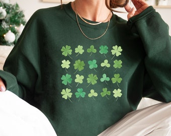 Shamrock Sweatshirt, Lucky Clover Sweatshirt, Irish Sweatshirt, Cute St Patrick's Day Sweatshirt, Lucky Sweatshirt, Saint Patrick's Day Gift