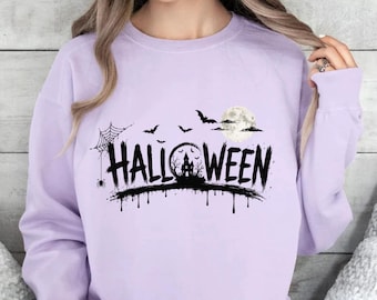Bluza z nadrukiem Comfort Colors® na Halloween, bluza z nietoperzami na Halloween, prezent na Halloween, sweter na upiorny sezon, bluza z kapturem z dynią