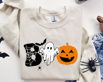 Bluza z nadrukiem Halloween Boo, wzór dyniowego ducha