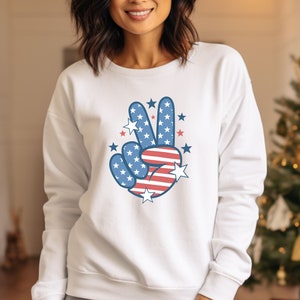 Comfort Colors® Friedenszeichen-Sweatshirt, amerikanischer Frieden Sweatshirt, Amerika Pullover, Freiheit Sweatshirt, Frieden Sweatshirt, Friedenshand