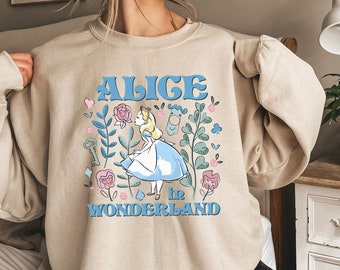 Alice In Wonderland Sweatshirt, Disney Princess Alice Sweatshirt, Disney Alice Hoodie, Alice Sweatshirt, Alice In Wonderland Flowers Sweater