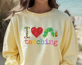 Sweater Comfort Colors®, ik hou van lesgeven, sweater voor leraar, sweater voor leraar, hoodie teamleraar, cadeau leraar, waardering leraar