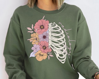 Rad Tech Floral Skeleton Sweatshirt, Radiology Skeleton Sweatshirt, Skeleton Hoodie, Floral Radiology Sweatshirt, X-Ray Tech Sweatshirt