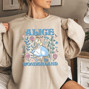 Alice In Wonderland Sweatshirt, Disney Princess Alice Sweatshirt, Disney Alice Hoodie, Alice Sweatshirt, Alice In Wonderland Flowers Sweater