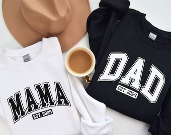 Felpa mamma e papà, Annuncio di gravidanza, Maglione personalizzato mamma e papà, Felpa mamma, Felpa papà, Festa della mamma, Festa del papà