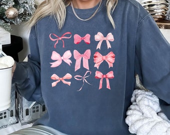 Comfort Colors Bow Sweatshirt, Ribbon Crewneck