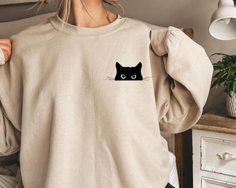 Cat Sweatshirt, Cat Peeking Sweatshirt, Cute Cat Sweatshirt, Gift For Cats Lover, Cat Mom Sweatshirt, Cat Lover Sweatshirt, Cat Owner Gift