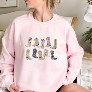 Cowboy-Stiefel Sweatshirt, Country Konzert Sweatshirt, Western Grafik Sweatshirt, Stiefel Sweatshirt, süßes Land Sweatshirt, Geschenk für sie