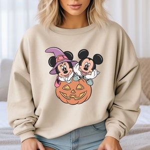 Mickey And Minnie Pumpkin Sweatshirt, Mickey Minnie Halloween Sweatshirt, Spooky Season Sweatshirt, Disney Halloween Sweater, Halloween Trip