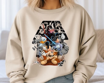 Disney Star Wars Sweatshirt, Star Wars Mickey And Friends Sweatshirt, Retro Star Wars Hoodie, Mickey Star Wars Sweatshirt, Disney Sweatshirt