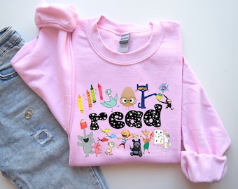 Przeczytaj książki dla dzieci Bluza nauczycielska, Bluza nauczycielska, Bluza przedszkolna, Prezent dla nauczyciela, Bluza do czytania, Bluza z książką