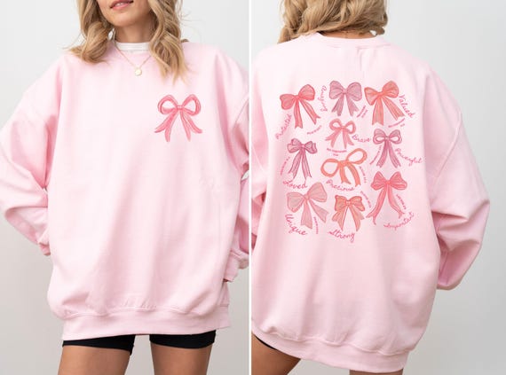 Coquette Bow Sweatshirt, Valentine Sweatshirt, Women's Christian Sweatshirt, Pink Coquette Bow, Balletcore Christian Sweater, Gift For Her