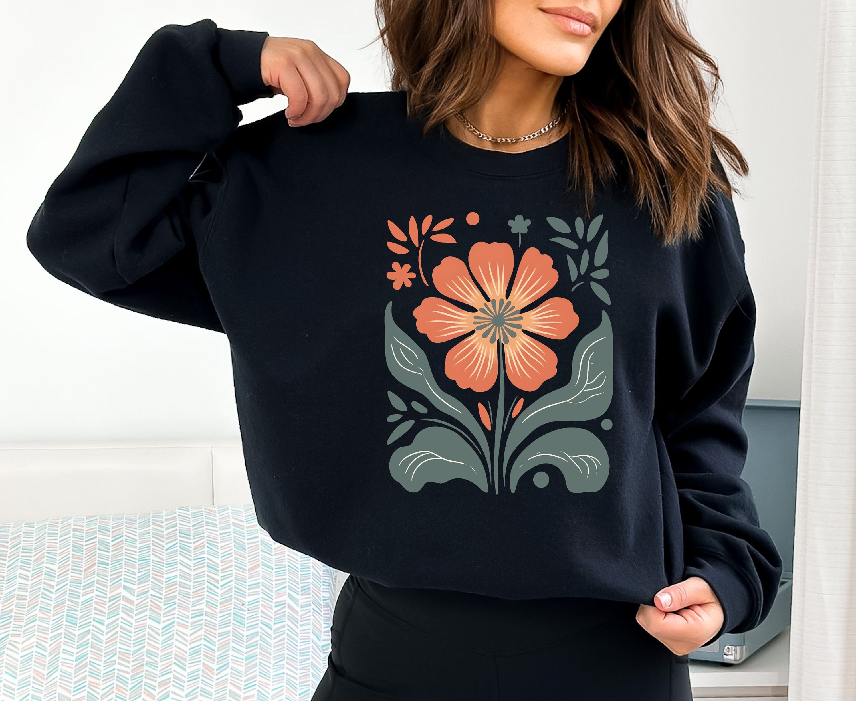 Flower Sweatshirt, Sweatshirt for Flower Lovers, Cute Flower