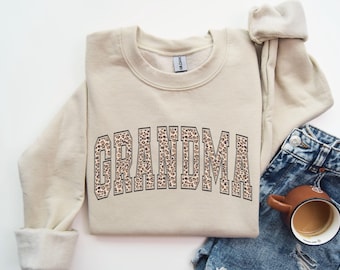 Bluza z nadrukiem w panterkę dla babci, prezent na dzień matki, prezent dla babci, bluza z kapturem dla babci, prezent urodzinowy dla babci, bluza z kapturem dla babci