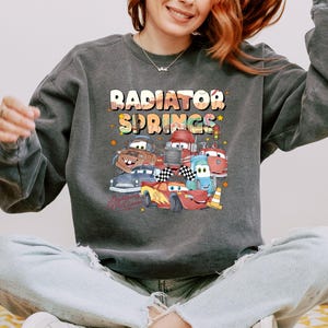 Comfort Colors® Lightning McQueen Sweatshirt, Radiator Springs Cars Movie Sweatshirt, Disney Vacation, Disney Birthday Gift, Disney Trip