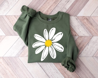 Daisy Sweatshirt, Floral Sweatshirt, Gift For Sister, Daisy Women Sweatshirt, Flower Sweatshirt, Gift For Her, Wildflower Sweatshirt