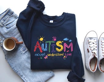 Sudadera de concienciación sobre el autismo, sudadera con autismo, sudadera del mes del autismo, sudadera para docentes, sudadera de apoyo al autismo