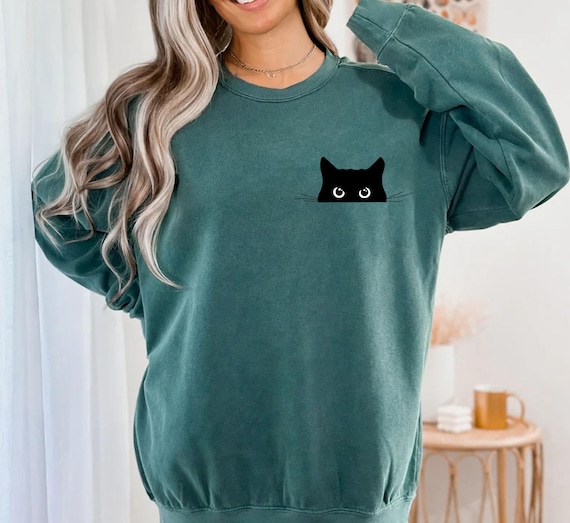 Comfort Colors® Cat Peeking Sweatshirt, Cat Sweatshirt, Cat Lover