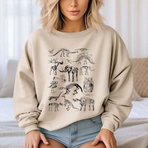 Dinosaur Skeleton Sweatshirt, Dinosaur Gift, Dinosaur Sweatshirt, Gift For Him, Gift For Her, Dinosaur Fossils Sweatshirt, Dinosaur Lover