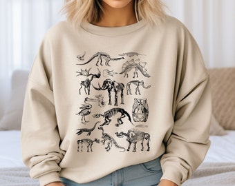 Bluza szkielet dinozaura, prezent dinozaura, bluza dinozaura, prezent dla niego, prezent dla niej, bluza skamieniałości dinozaurów, miłośnik dinozaurów
