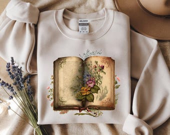 Retro Floral Book Sweatshirt, Wildflowers Sweatshirt, Reading Book Hoodie, Librarians Sweatshirt, Book Lover Sweatshirt