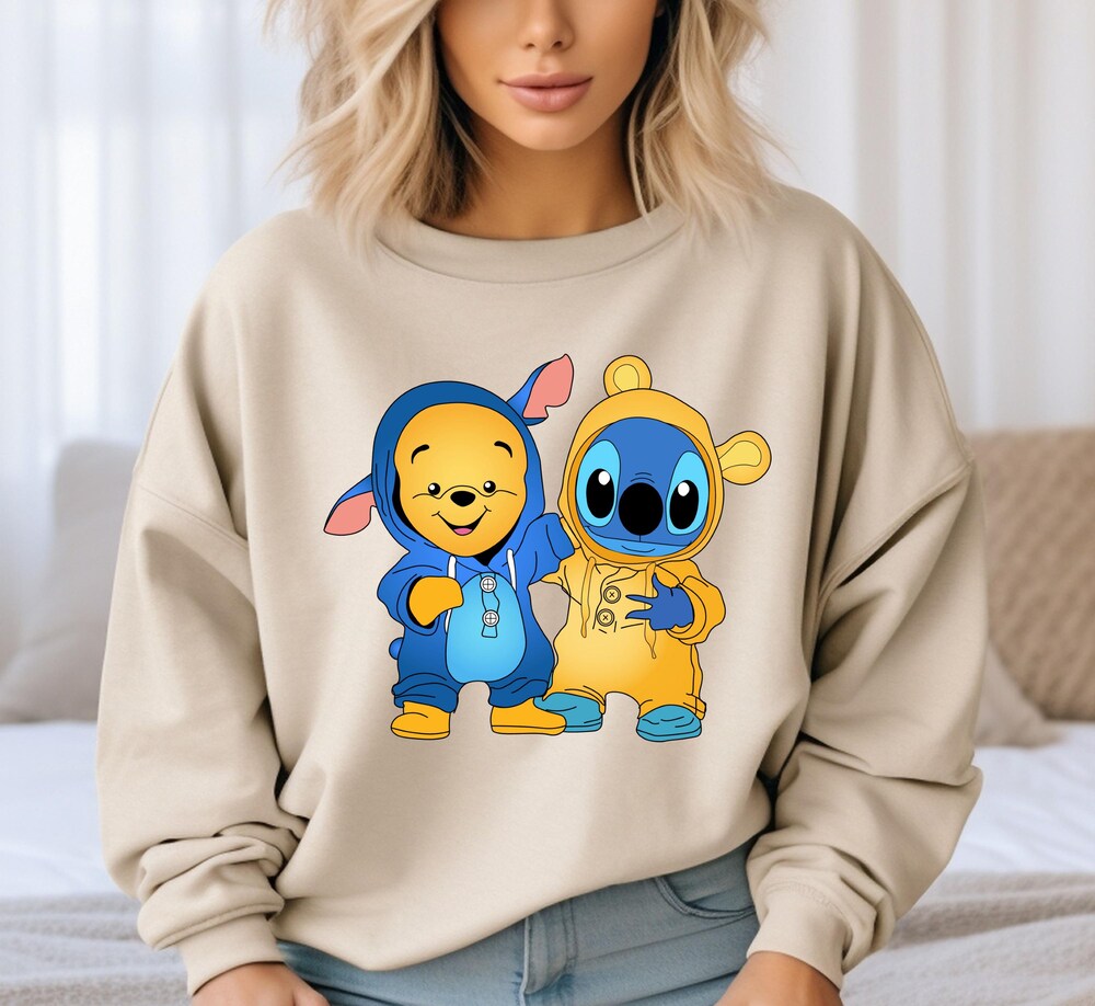 Winnie The Pooh Sweatshirt, Stitch Sweatshirt, Matching Friends Sweatshirt, Stitch And Winnie The Pooh Sweatshirt, Friends Trip Sweatshirt