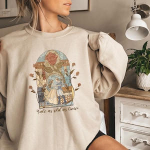 Vintage Tale As Old As Time Sweatshirt, Disney Princess Sweatshirt, Retro Beauty And The Beast Sweatshirt, Beauty Princess Sweatshirt