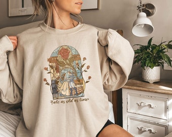 Vintage Tale As Old As Time Sweatshirt, Disney Princess Sweatshirt, Retro Beauty And The Beast Sweatshirt, Beauty Princess Sweatshirt