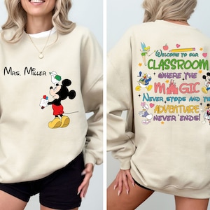 Personalized Teacher Sweatshirt, Teacher Hoodie, Mickey Mouse Sweatshirt, Disney Sweatshirt, Custom Name, Disney Teacher, School Hoodie