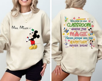 Personalized Teacher Sweatshirt, Teacher Hoodie, Mickey Mouse Sweatshirt, Disney Sweatshirt, Custom Name, Disney Teacher, School Hoodie