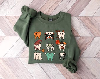 Sudadera de dentista espeluznante para Halloween, sudadera dental para Halloween, sudadera dental a juego para Halloween, sudadera divertida con dientes para Halloween