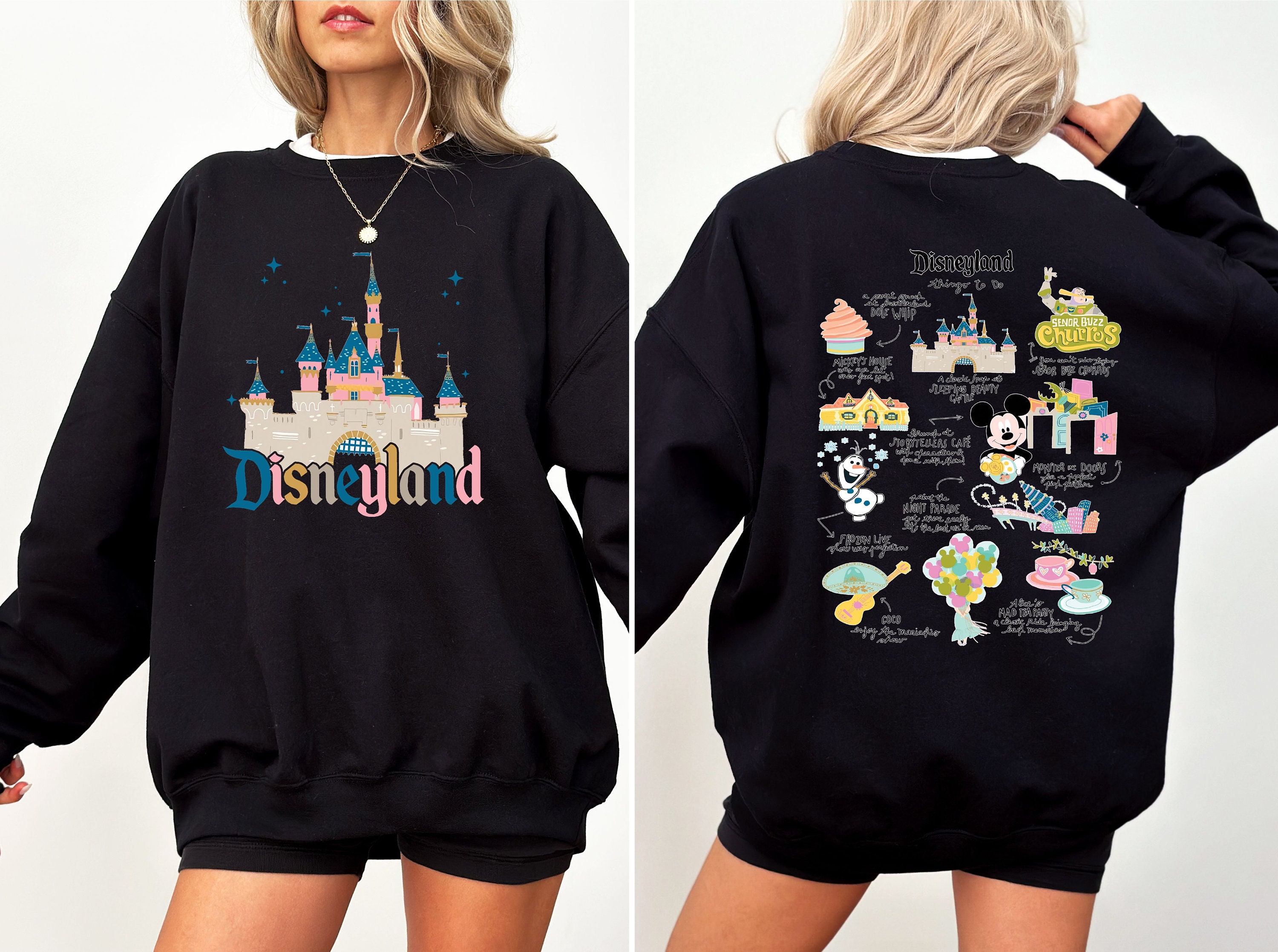 Disneyland Things To Do Back And Front Vacation Sweatshirt, Disneyland Trip Sweater, Mickey And Friends Sweatshirt, Disney Castle Hoodie