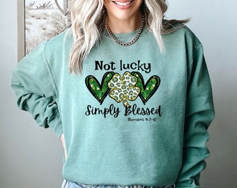 Comfort Colors Lucky Clover Sweatshirt, Blessed Irish Hoodie