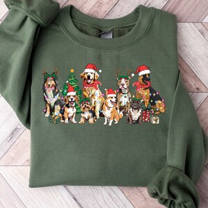 Retro Christmas Dogs Sweatshirt, Dog Owner Gift