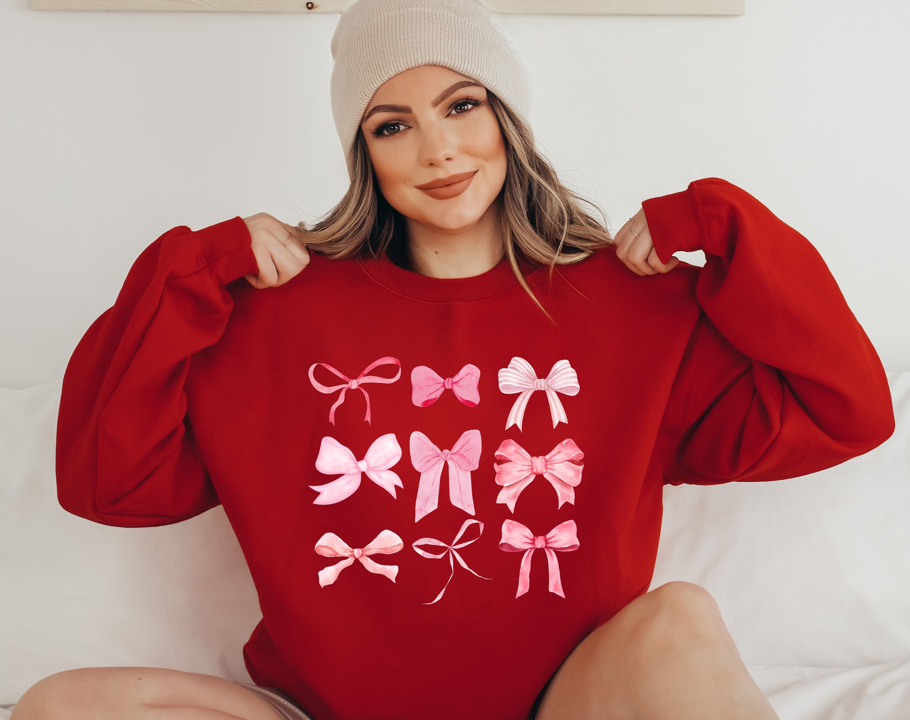 Bow Sweatshirt, Ribbon Sweatshirt, Pink Sweatshirt, Ribbon