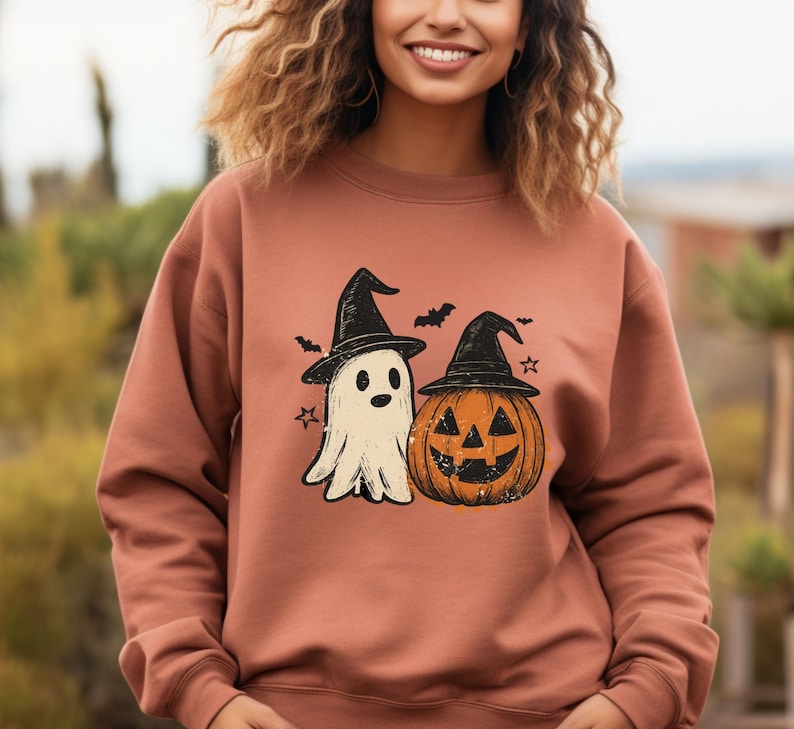 Comfort Colors® Spooky Ghost Pumpkin Halloween Sweatshirt, Spooky ...