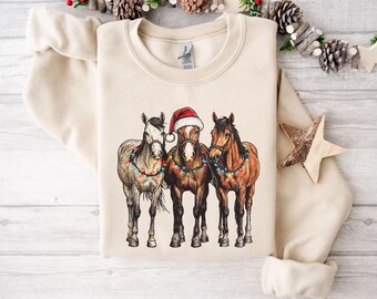 Western Christmas Horse Sweatshirt, Funny Holiday Sweater