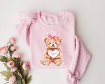 Bluza z misiem walentynkowym, bluza walentynkowa, bluza z misiem walentynkowym Coquette, bluza z kapturem walentynkowa, bluza miłosna