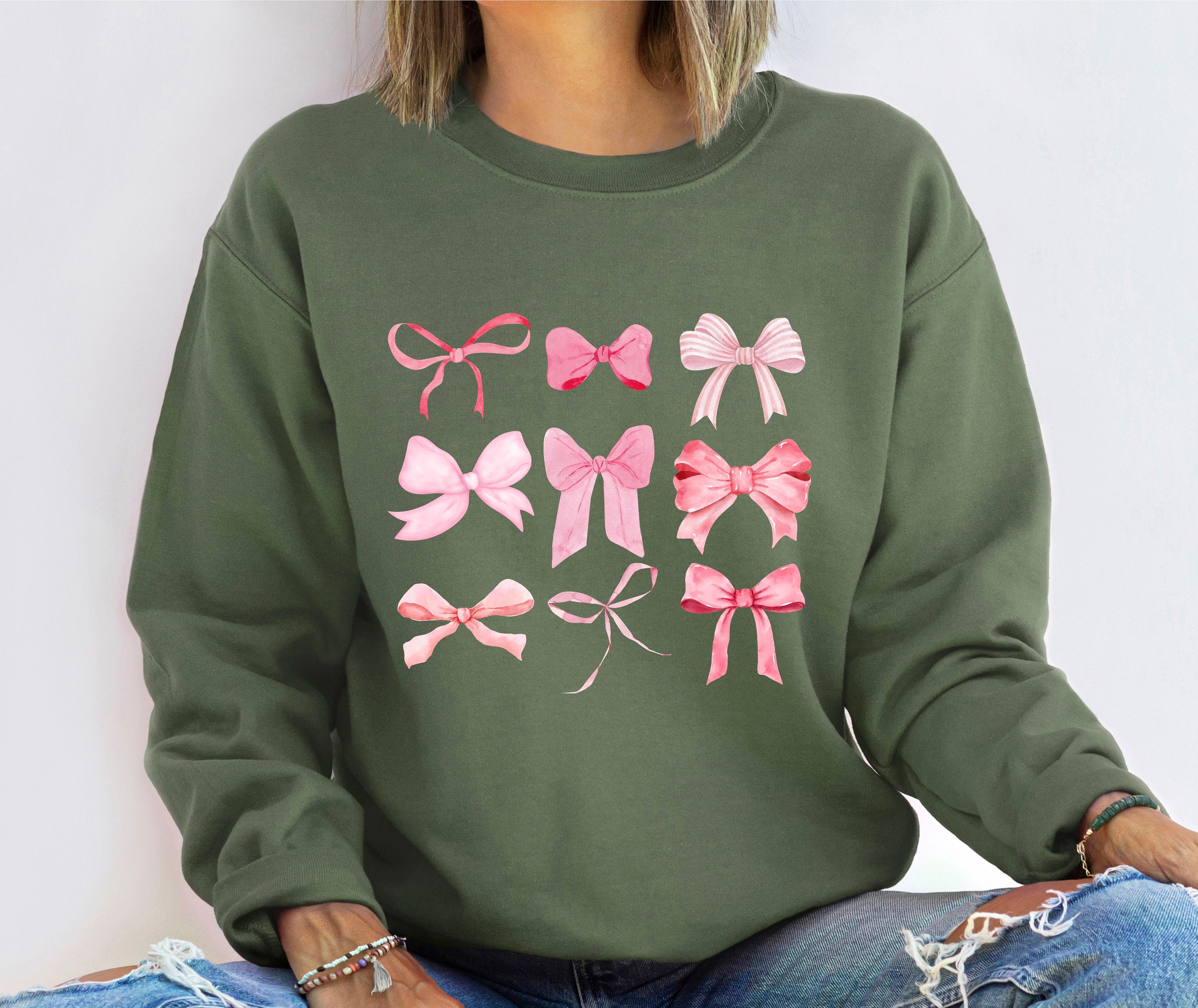 トップス MUGUET bijou ribbon sweat Bow Sweatshirt, Ribbon Sweatshirt, Pink Sweatshirt, Ribbon
