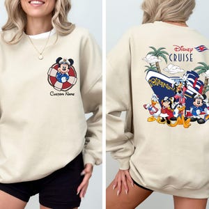 パーソナライズされたディズニークルーズミッキー＆フレンズスウェットシャツ、カスタムファミリークルーズグループマッチングパーカー、カスタムネームクルーズパーカー、ディズニークルーズ