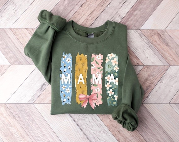 Coquette Bow Mama Sweatshirt, Floral Wildflower Design