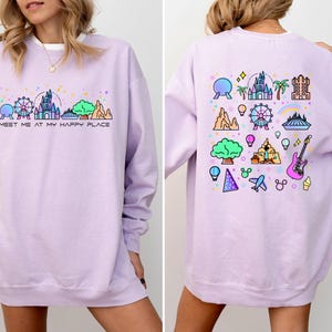 Comfort Colors® Retro Magic Kingdom Sweatshirt, Disney Meet Me At My Happy Place Sweatshirt, Disney Epcot Sweatshirt, Disneyworld Sweatshirt