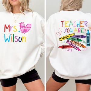 Gepersonaliseerde lerarensweater, lerarencadeau, afstudeersweater leraar, aangepaste naam lerarensweater, lerarenwaardering