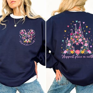 Disney Magical Castle Sweatshirt, Happiest Place On Earth Sweatshirt, Floral Disney Castle Sweatshirt, Magic Kingdom, Mickey & Minnie Hoodie