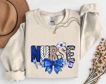 Coquette Bow Nurse Sweatshirt, Nurse Hoodie, Registered Nurse Sweatshirt, Nursing Sweatshirt, Gift For Nurse, New Nurse Sweater