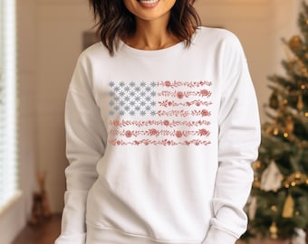 Comfort Colors-sweatshirt met bloemen en Amerikaanse vlag, 4 juli
