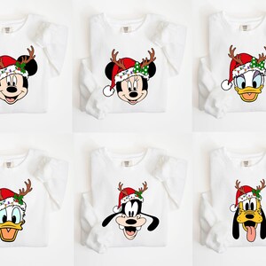 Comfort Colors® Disney Xmas Sweatshirt, Mickey And Friends Christmas Reindeer Sweatshirt, Christmas Gift, Christmas Party, Family Christmas