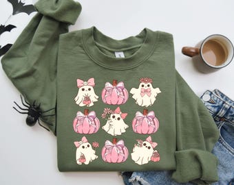 Sudadera retro de Halloween, sudadera coqueta de Halloween, sudadera de calabaza de Halloween, sudadera de calabaza rosa, sudadera con capucha rosa de fantasma coqueta